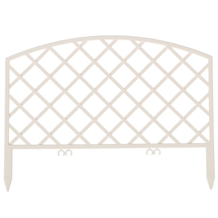 Ограждение декоративное, 36.5 х 220 см, 5 секций, пластик, белое, «Решётка»