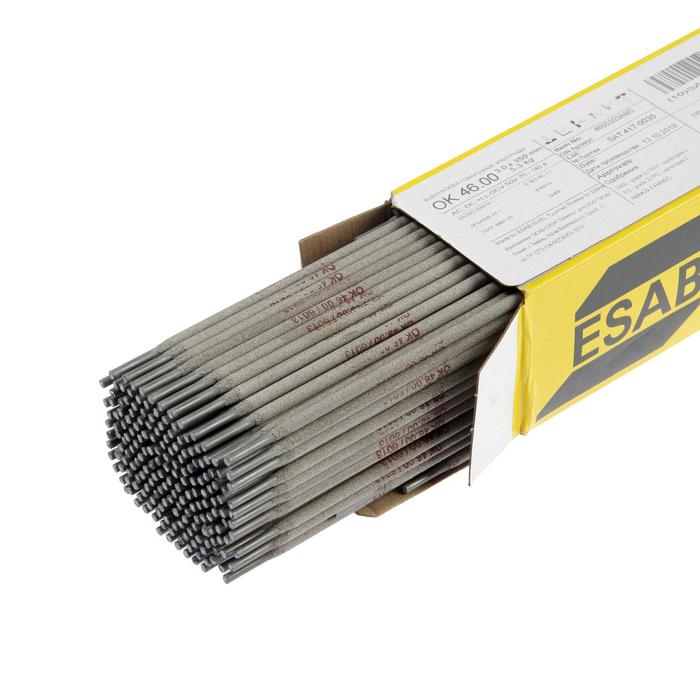 Электроды ESAB ОК 46, d=3 мм, 350 мм, 5.3 кг электроды esab ок 46 d 3 мм 350 мм 2 5 кг подарок