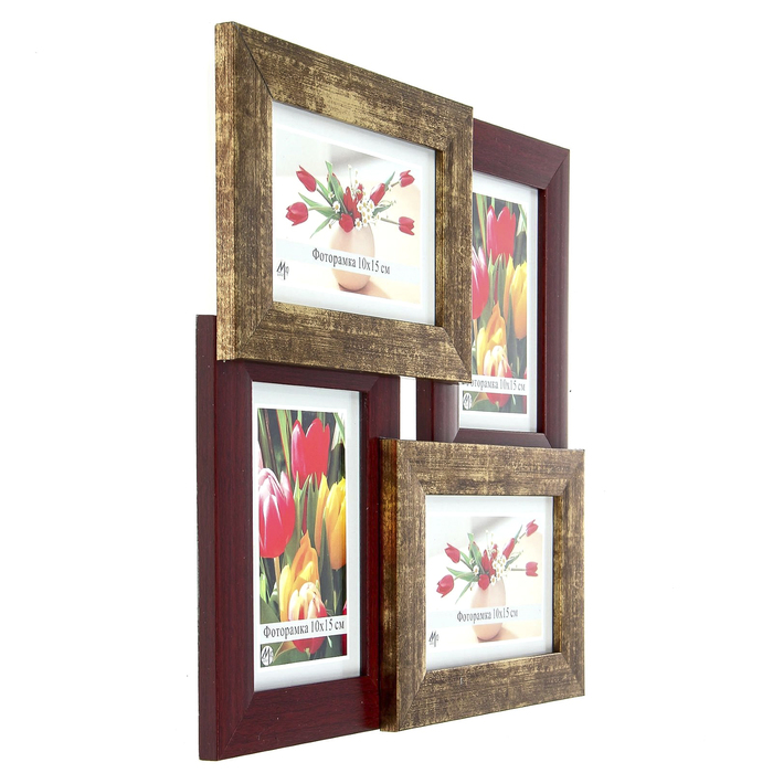 Фоторамка 4 в 1 "Тёмное дерево", 10х15 см, МИКС