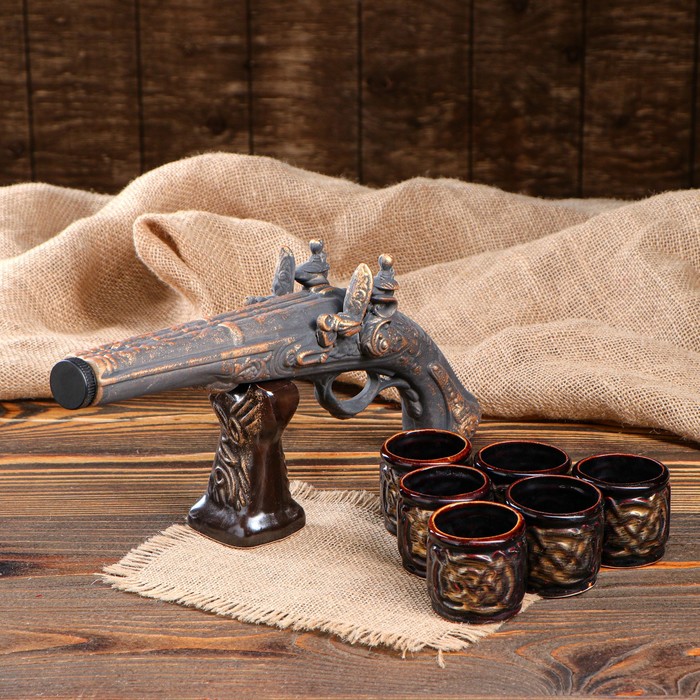 Штоф с рюмками "Пистоль" 7 предметов, 0,35 л/ 0,08 л