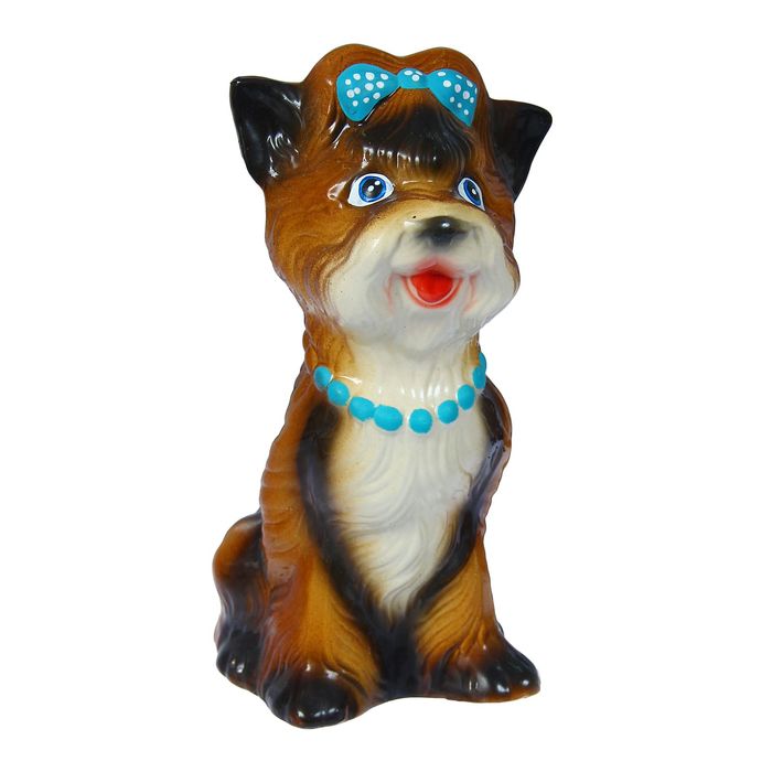 Копилка "Йорк" большая, голубая бантик