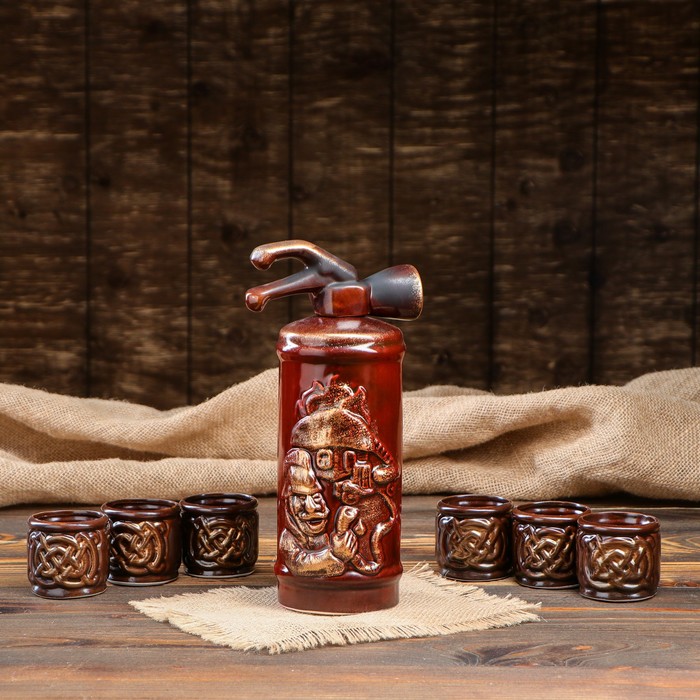 Штоф с рюмками "Огнетушитель" 7 предметов, 0,8 л/ 0,08 л