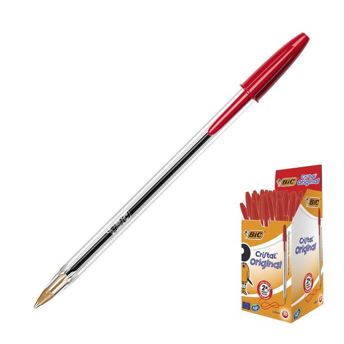 Ручка шариковая BIC Cristal, чернила красные, узел 1.0мм, одноразовая