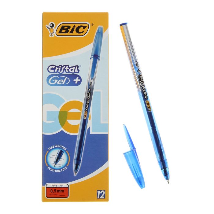 Ручка гелевая BIC Cristal Gel+Fine, чернила синие, узел 0.5мм