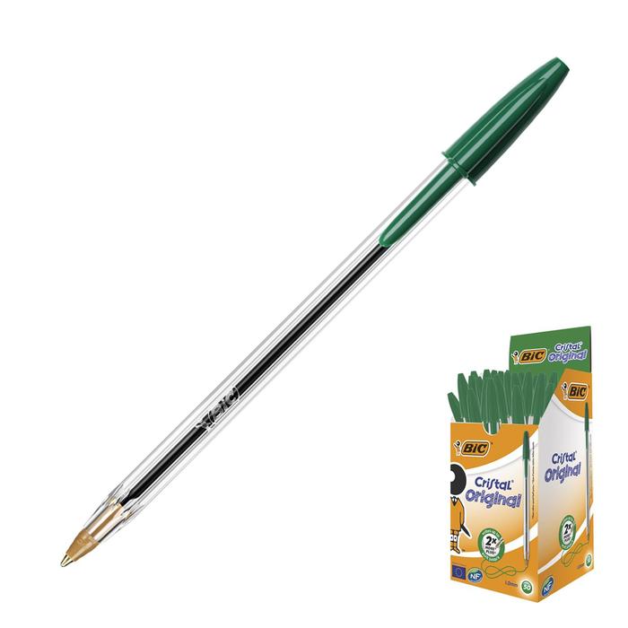 Ручка шариковая BIC Cristal, чернила зеленые, узел 1.0мм, одноразовая