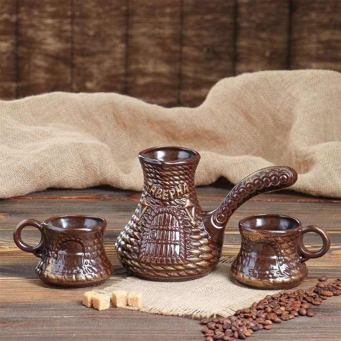 Кофейный набор "Бронза" 3 предмета: турка 0,65 л, 2 чашки, 0,17 л