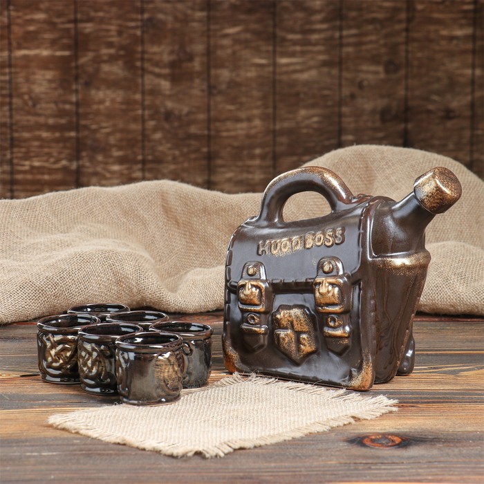 Штоф с рюмками "Барсетка" 7 предметов, 1,5 л/ 0,08 л