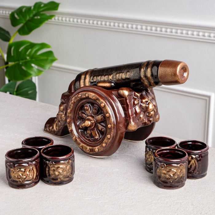 Штоф с рюмками "Пушка" 7 предметов, 0,2 л/ 0,05 л