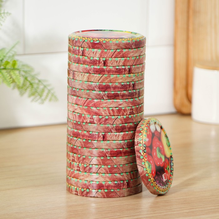 Крышка металлическая, толщина 0,20 мм, твист-офф d=8,2 см, "Елабужские крышки. Веселый сад", цвет МИКС