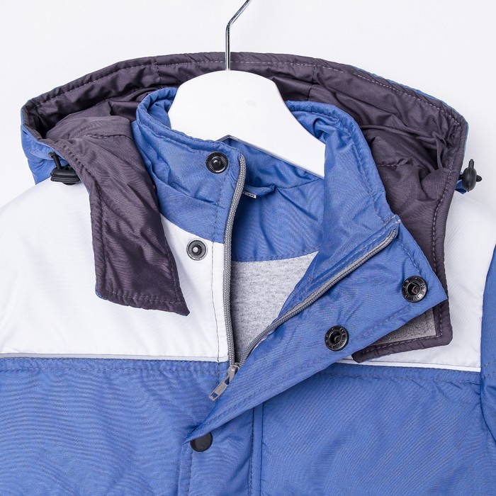 Куртка для мальчика, рост 134 см, цвет серый/голубой/белый_КМ 03-13