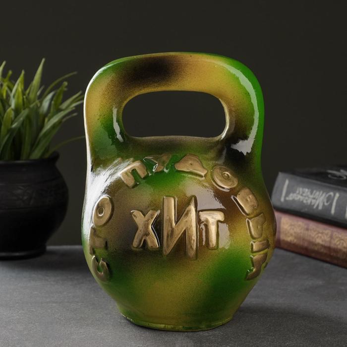 Копилка "Гиря: 100-пудовый хит" хаки, микс