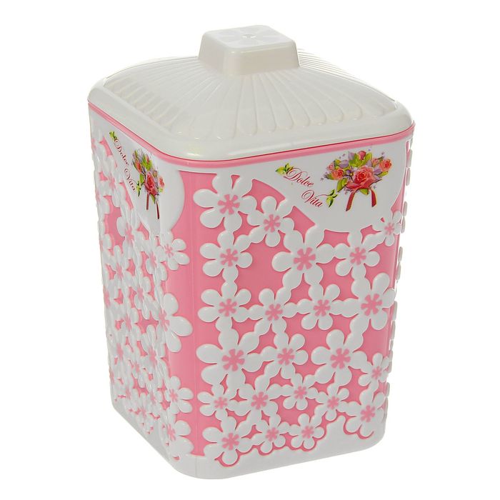 Банка 1 л с крышкой "Дольче Вита", цвет розовый