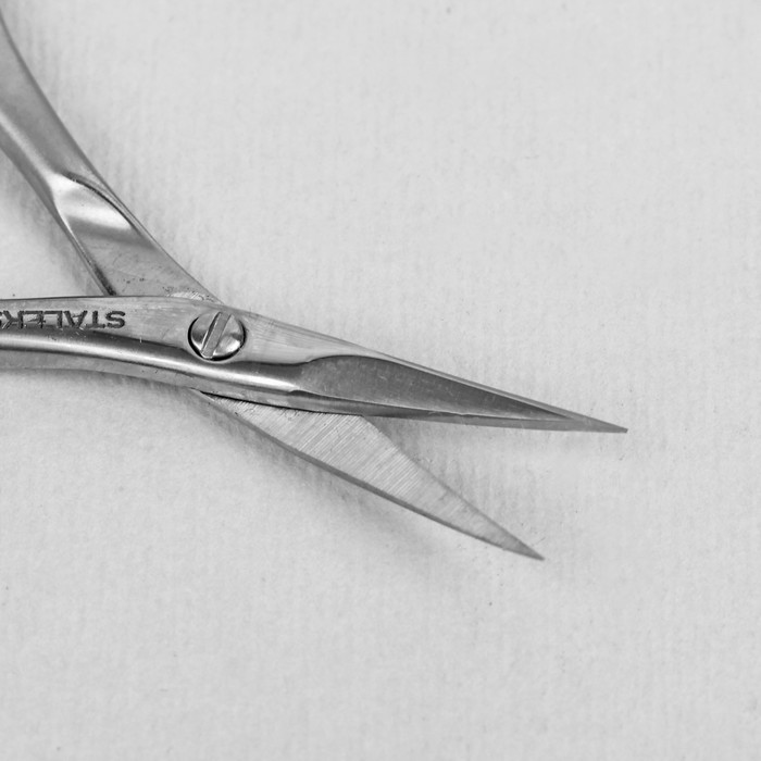 Ножницы маникюрные для кутикулы, узкие, загнутые, 9см, цвет серебристый