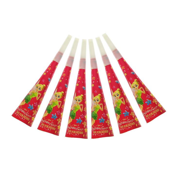 Дудка-гудок р-р 19 см "Волшебного дня рождения" (набор 6 шт)