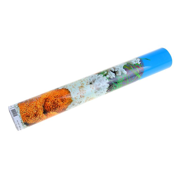 Фон двухсторонний 60смХ15м рулон "Белые кораллы морской /Растительный с корягой (синий)" 9029-9059(