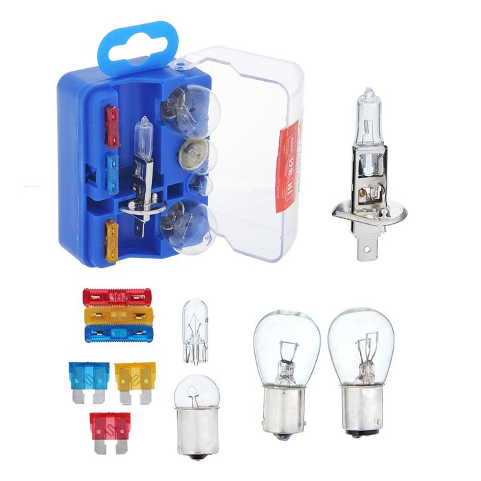 Набор ламп TORSO: Н1, P21/5W, P21W, W5W, R5W + 3 флажковых предохранителя