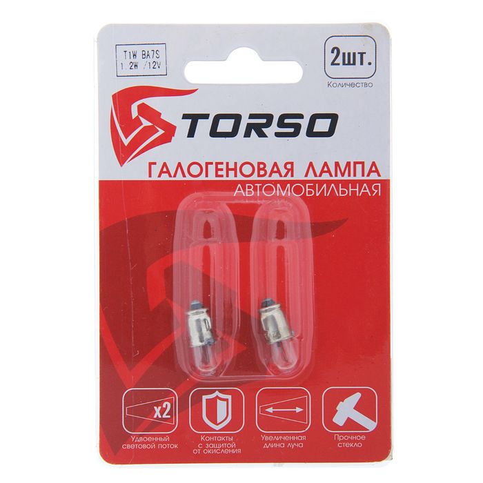 Комплект галогенных ламп TORSO T1W BA7S, 1.2 Вт, 3300 K, 12 В, 2 шт.