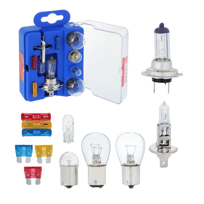 Набор ламп TORSO: Н1, Н7, P21/5W, P21W, W5W, R5W + 3 флажковых предохранителя