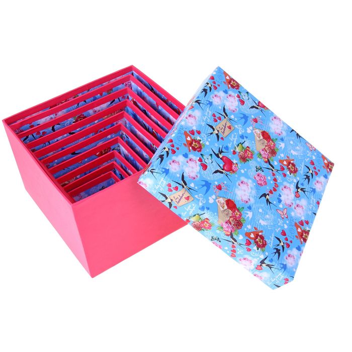 Набор коробок 10в1 "Ласточки", 20 х 20 х 12,5 - 7 х 7 х 4 см