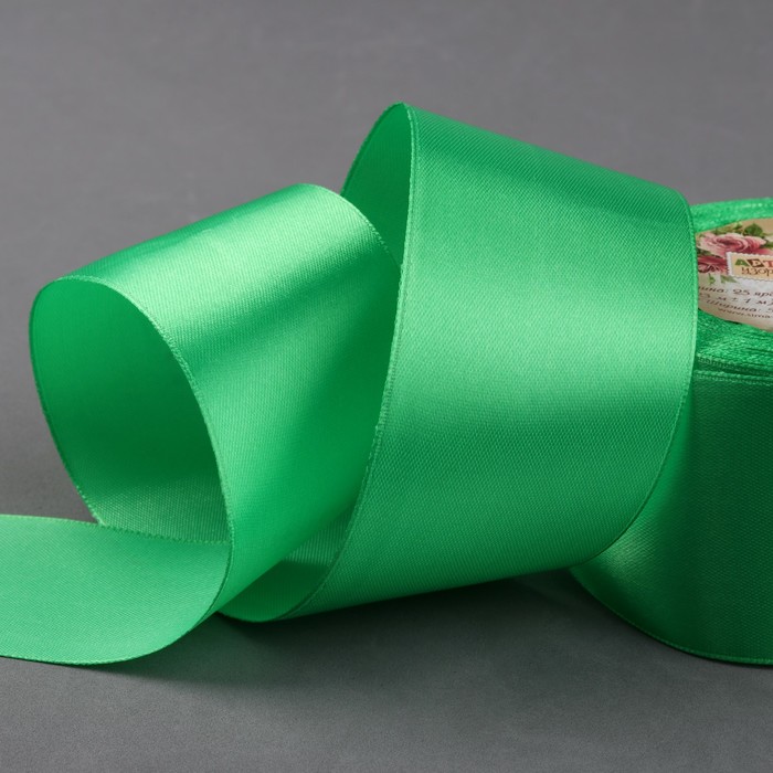 Лента атласная, 50мм, 23±1м, №130, цвет зелёный