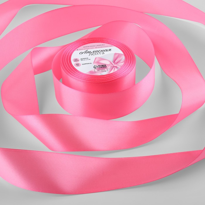 Лента атласная, 40 мм × 23 ± 1 м, цвет насыщенный розовый №05 лента атласная 3 мм × 30 ± 1 м цвет неоновый розовый 05