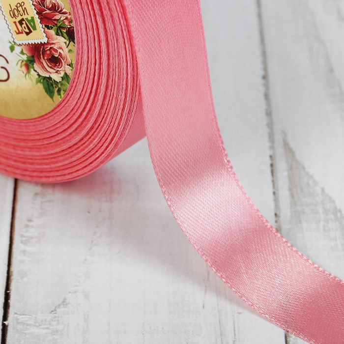 Лента атласная, 20мм, 23±1м, №41, цвет бледно-розовый