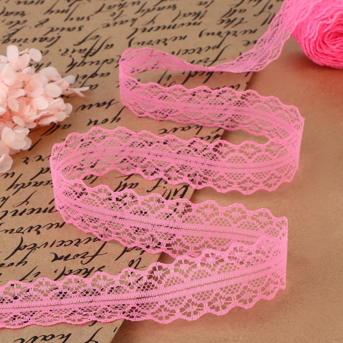 Кружево капроновое, ширина 30мм, 10±1м, цвет розовый