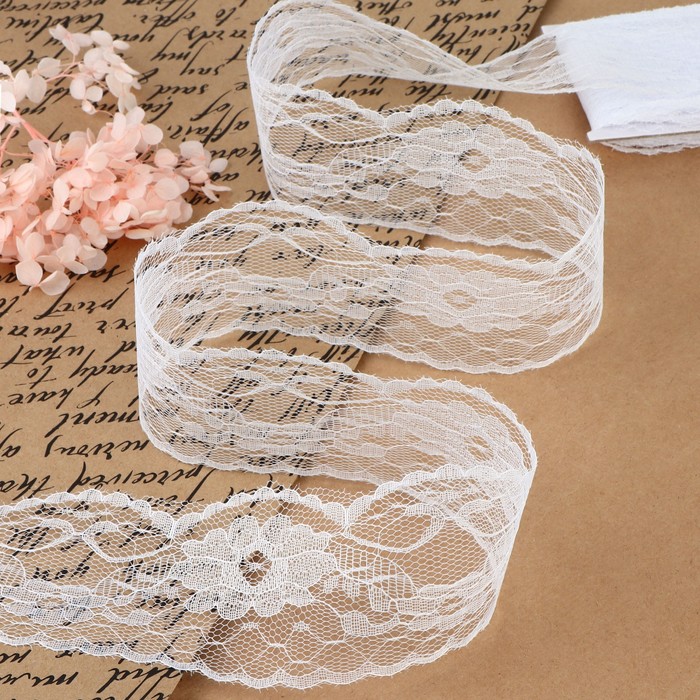 Кружево капроновое, ширина 55мм, 10±1м, цвет белый