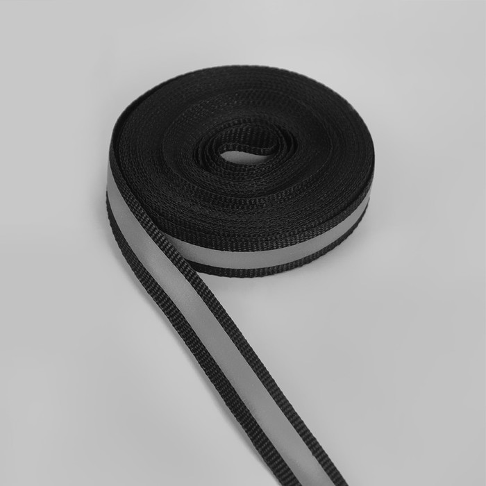 Светоотражающая лента-стропа, 10 мм, 5 ± 1 м, цвет чёрный арт узор светоотражающая лента резинка 40 мм 10 ± 1 м цвет салатовый