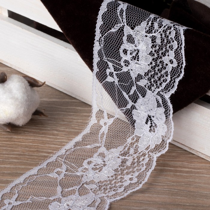 Кружево капроновое, 65мм, 10±1м, цвет белый