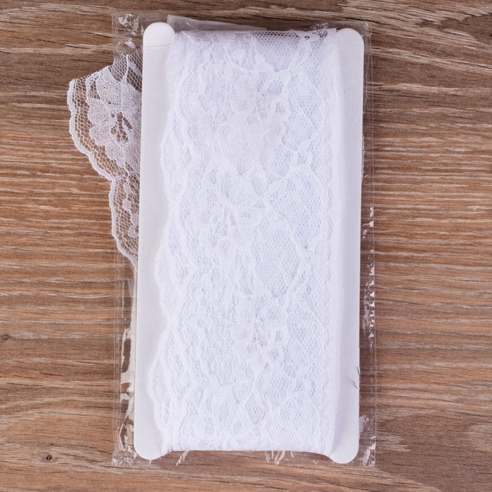 Кружево капроновое, 65мм, 10±1м, цвет белый