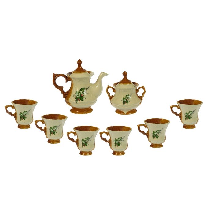 Чайный набор "Блиц" коричневый, ландыш, 8 предметов 0,6/0,25 л