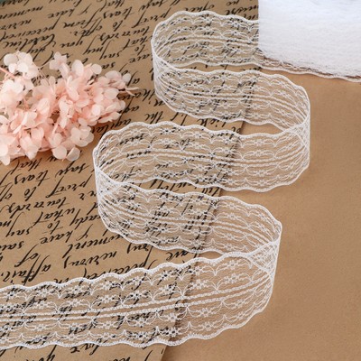 Кружево капроновое, 45 мм × 10±1 м, цвет белый