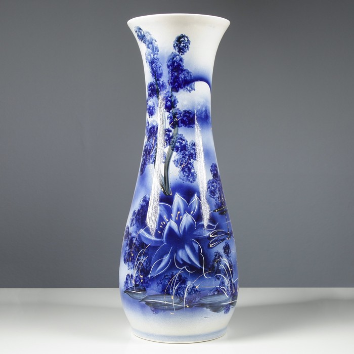 Ваза напольная "Осень" кобальт, стрекоза