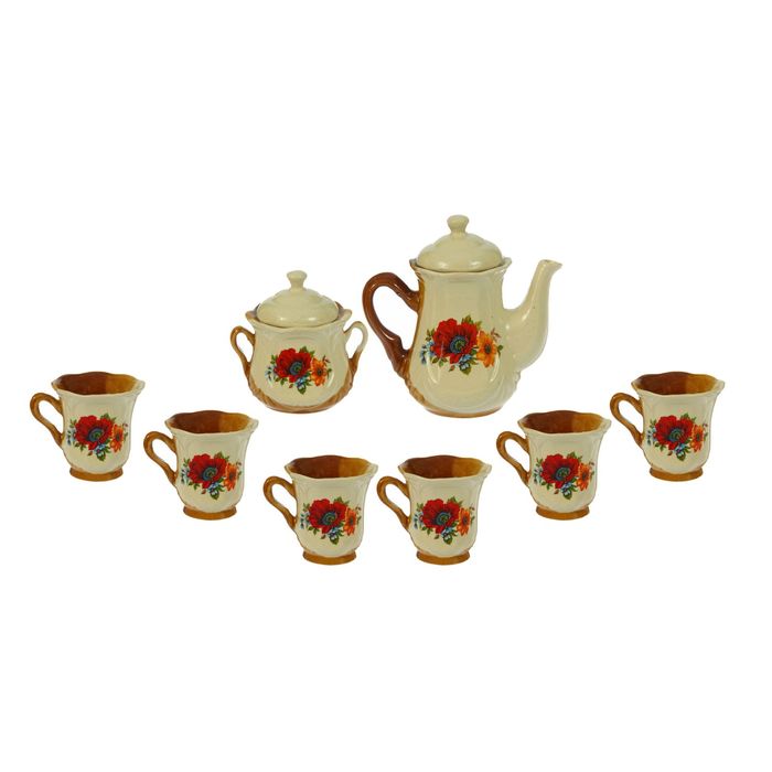 Чайный набор "Ажур" день-ночь, красный мак, 8 предметов 1,0/0,25 л