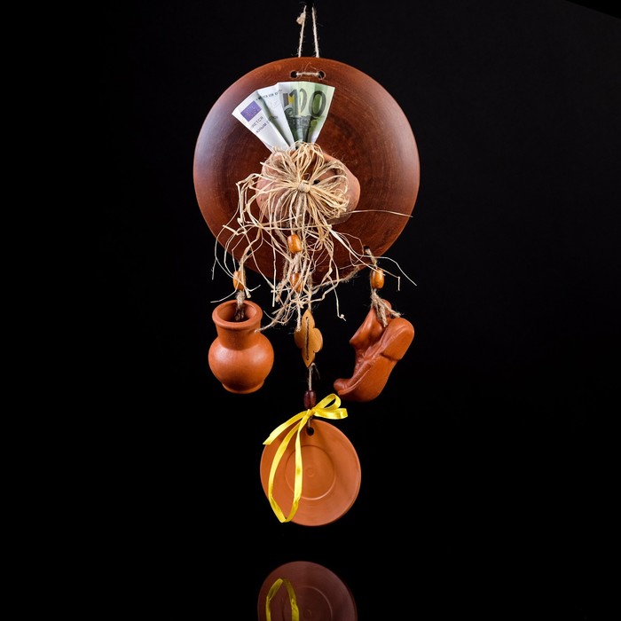 Оберег "Крышка" 3 предмета, кошелек, рафия