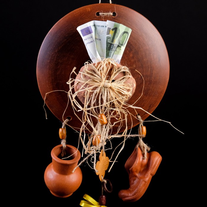 Оберег "Крышка" 3 предмета, кошелек, рафия