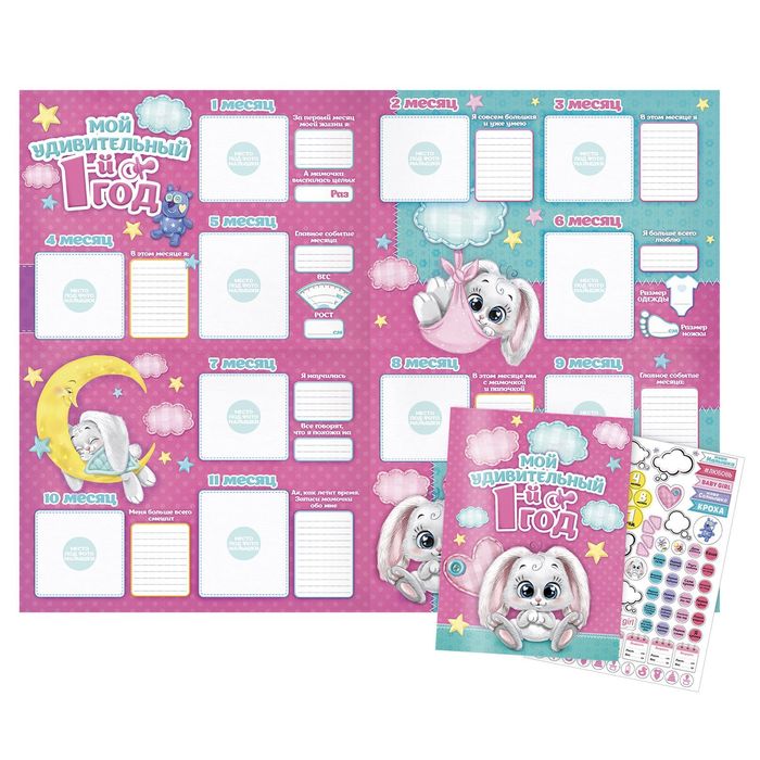 Плакат в папке "Мой удивительный первый год" для девочки