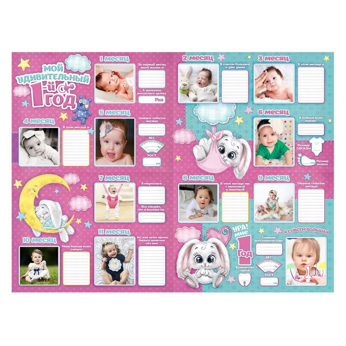 Плакат в папке "Мой удивительный первый год" для девочки