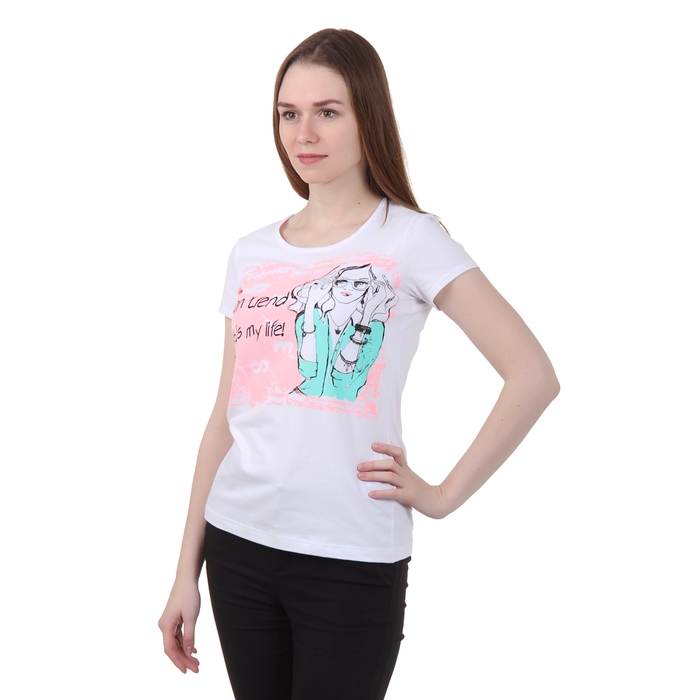 Футболка женская Р808040 белый, рост 158-164 см, р-р 42
