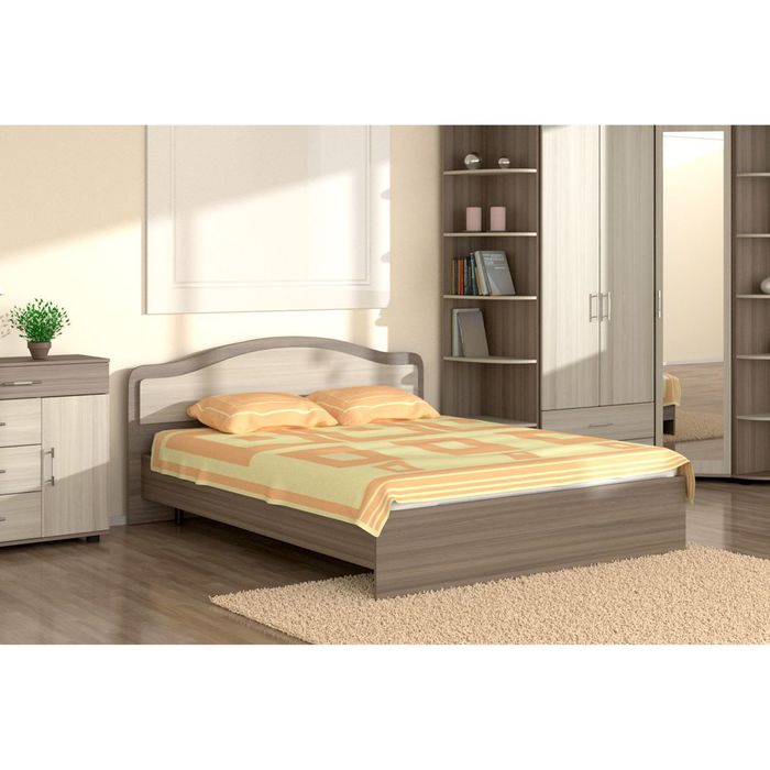 Кровать 160 с орт.основанием "Лиана" (1700х862х2032) - ясень шимо темный/ясень шимо светлый