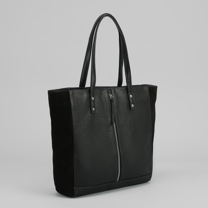 Сумка женская на молнии, 1 отдел с перегородкой, наружный карман, чёрная