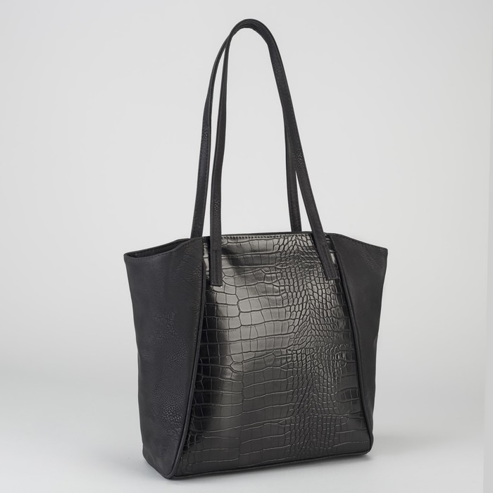 Сумка женская на молнии, 1 отдел с перегородкой, наружный карман, чёрная