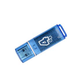 Флешка Smartbuy Glossy, 4 Гб, USB2.0, чт до 25 Мб/с, зап до 15 Мб/с, синяя