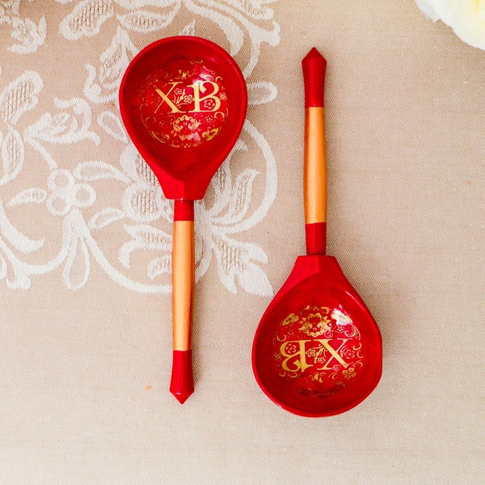 Ложка полубаская с росписью "ХВ", хохлома, микс