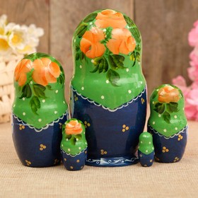 

Матрёшка «Самовар», зелёный платок, 5 кукольная, 17 см