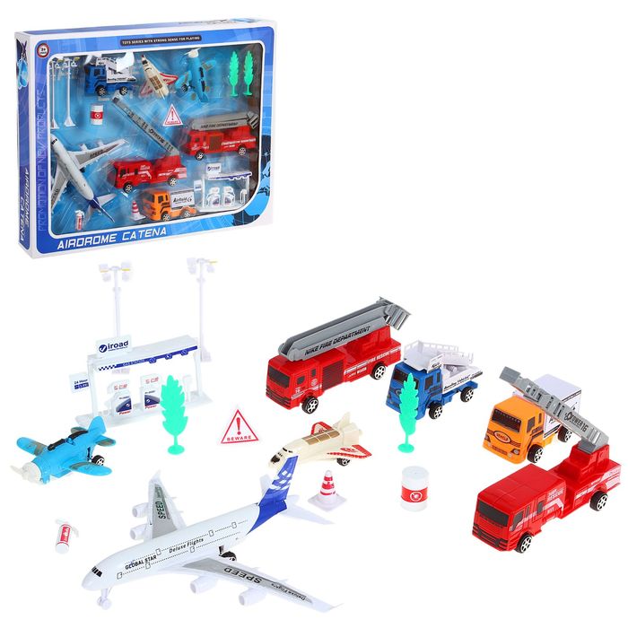 Набор машин "Аэропорт", 4 машины 3 самолёта и аксессуары