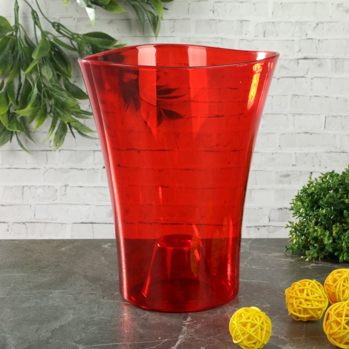 Кашпо 1,3 л "Волна орхидейная", цвет красный