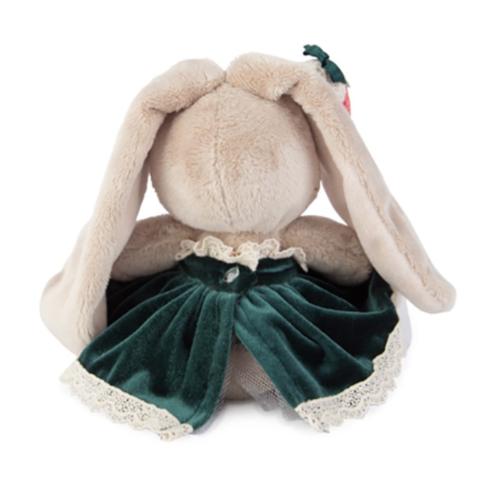 Мягкая игрушка "Зайка Ми" в бархатном платье и клубничкой на ушке