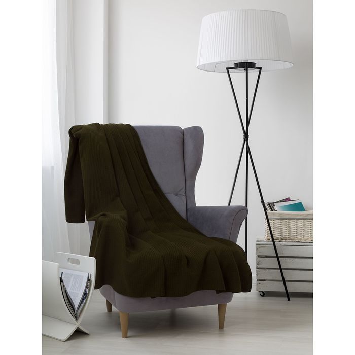 Плед вафельный, размер 170х200 см, 240 гр/м, цвет темно-оливковый